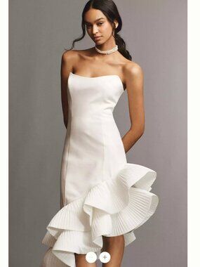 Flamenco-Hem Asymmetrical Midi Dress - Size Medium (NWT)